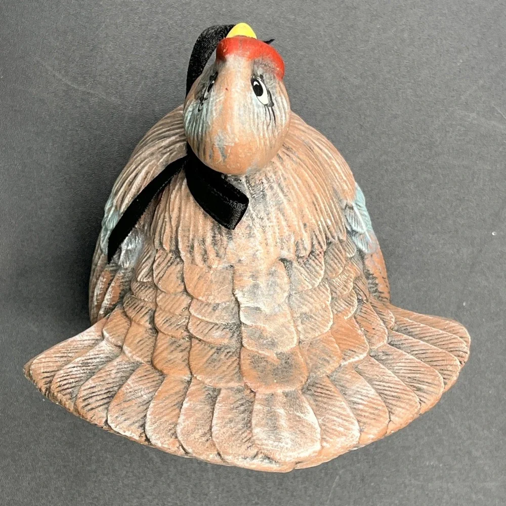 Vtg Hand Painted Ceramic Turkey Figurine Thanksgiving Decor Brown 4.5